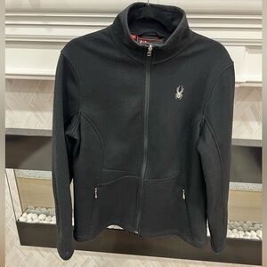 Spyder Bandita Full Zip Sweater Fleece Lined Black Jacket With White Logo XL
